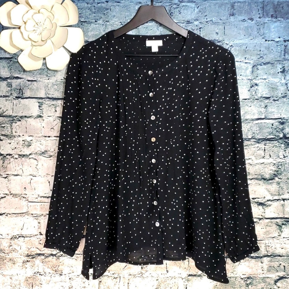 J. Jill | Gypsy Boho Prairiecore Gothic Lolita Black and White Blouse